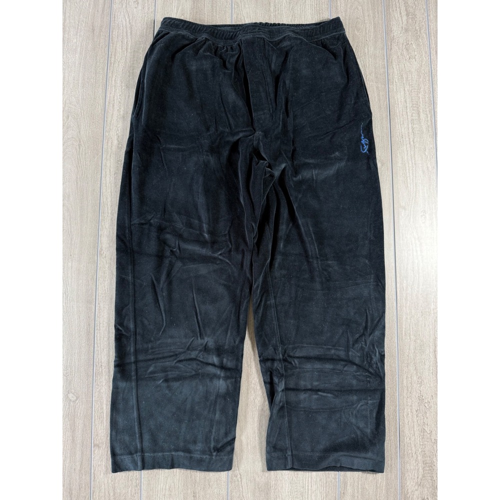 FUBU Mens Vintage Velour Track Pants Black Baggy Streetwear Joggers Size L